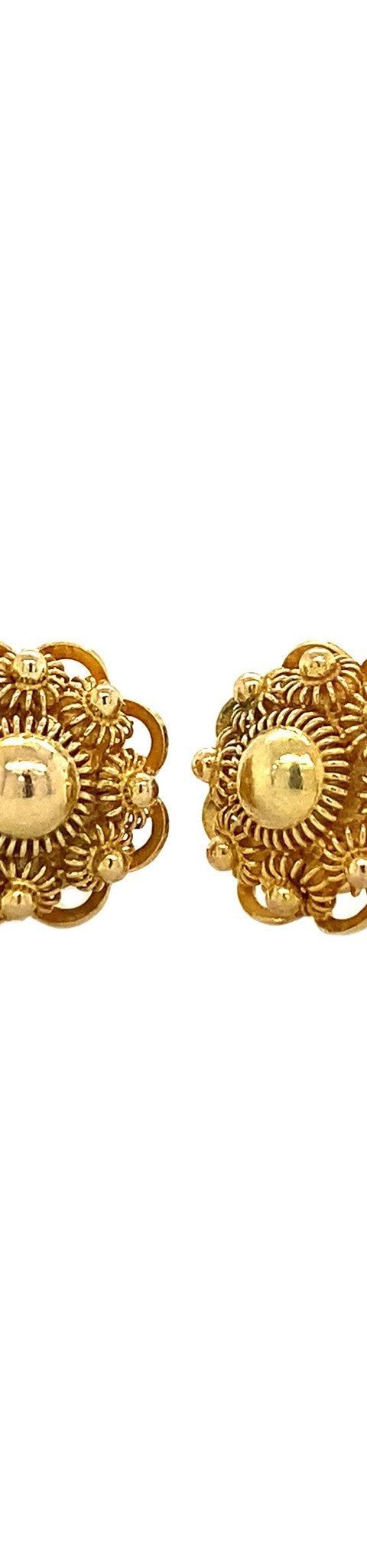 Vintage 14K Gold Zeeland Button Stud Earrings